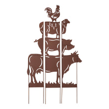 Load image into Gallery viewer, 51.25"H Farmhouse Metal Rustic Animals Silhouette Yard Stake, Set of 3