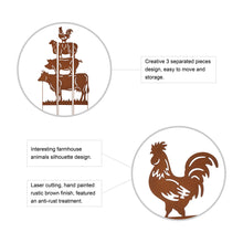 Load image into Gallery viewer, 51.25"H Farmhouse Metal Rustic Animals Silhouette Yard Stake, Set of 3