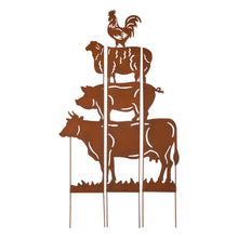 Load image into Gallery viewer, 51.25"H Farmhouse Metal Rustic Animals Silhouette Yard Stake, Set of 3
