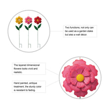 Load image into Gallery viewer, 39.5"H Metal Dimensional Flower Yard Stakes / Wall Décor, Set of 3