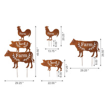 Load image into Gallery viewer, Farm Sweet Farm Metal Farmhouse Animals Silhouette Sign Yard Stake or Wall Décor, Set of 3