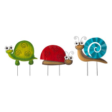 Load image into Gallery viewer, Metal Tortoise/Ladybug/Snail Yard Stakes or Wall Decor, Set of 3