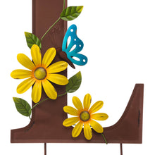 Load image into Gallery viewer, 25.5"H Metal WELCOME with Flowers Yard Stakes or Wall Decor, Set of 7
