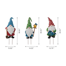 Load image into Gallery viewer, 36"H Metal Gnome Yard Stakes or Wall Decor, Set of 3