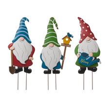 Load image into Gallery viewer, 36"H Metal Gnome Yard Stakes or Wall Decor, Set of 3