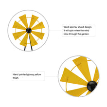Load image into Gallery viewer, 44"H Metal Yellow Wind Spinner Yard Stake