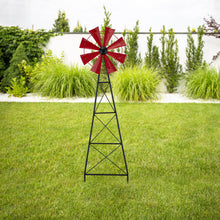 Load image into Gallery viewer, 44"H Metal Red Wind Spinner Yard Stake