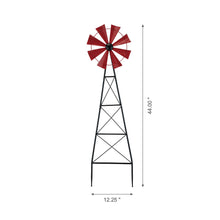 Load image into Gallery viewer, 44"H Metal Red Wind Spinner Yard Stake