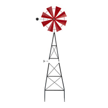 Load image into Gallery viewer, 44"H Metal Red Wind Spinner Yard Stake