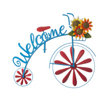 Load image into Gallery viewer, 48"H Metal Bicycle Wind Spinner Welcome Yard Stake