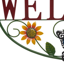 Load image into Gallery viewer, 23.75"L Whimsical Metal Sunflower and Butterfly Welcome Wall Decor