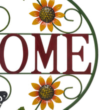 Load image into Gallery viewer, 23.75"L Whimsical Metal Sunflower and Butterfly Welcome Wall Decor