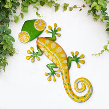 Load image into Gallery viewer, 24.25"L Whimsical Metal Lemon Gecko Wall Decor