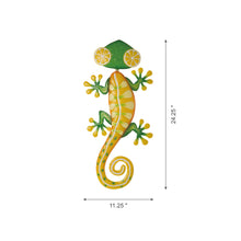 Load image into Gallery viewer, 24.25"L Whimsical Metal Lemon Gecko Wall Decor