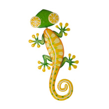 Load image into Gallery viewer, 24.25"L Whimsical Metal Lemon Gecko Wall Decor