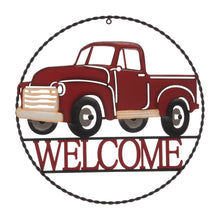 Load image into Gallery viewer, 20"D Farmhouse Metal Truck "WELCOME" Sign Wall Decor
