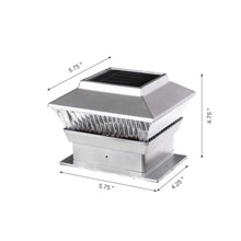 Load image into Gallery viewer, 5.75"L 4 Pack Silver Solar Powered LED Fence Post Cap Lights