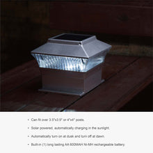 Load image into Gallery viewer, 5.75"L 4 Pack Silver Solar Powered LED Fence Post Cap Lights