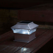 Load image into Gallery viewer, 5.75"L 4 Pack Silver Solar Powered LED Fence Post Cap Lights
