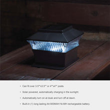 Load image into Gallery viewer, 5.75"L 4 Pack Black Solar Powered LED Fence Post Cap Lights