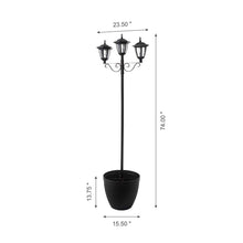 Load image into Gallery viewer, 74"H 3-Head Solar Lamp Post Light with a Planter Pot