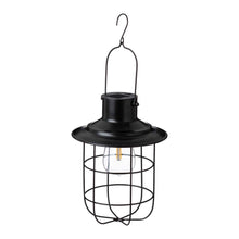 Load image into Gallery viewer, 9.75"H Farmhouse Black Metal Wire Solar Powered Outdoor Hanging Lantern