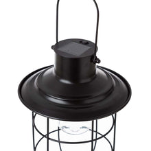 Load image into Gallery viewer, 9.75"H Farmhouse Black Metal Wire Solar Powered Outdoor Hanging Lantern