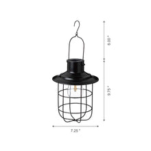 Load image into Gallery viewer, 9.75"H Farmhouse Black Metal Wire Solar Powered Outdoor Hanging Lantern