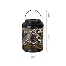 Load image into Gallery viewer, 8.75"H Metal Cutout Solar Powered Outdoor Hanging Lantern