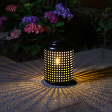 Load image into Gallery viewer, 8.75"H Metal Cutout Solar Powered Outdoor Hanging Lantern
