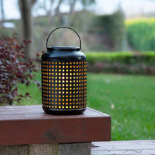 Load image into Gallery viewer, 8.75"H Metal Cutout Solar Powered Outdoor Hanging Lantern