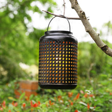 Load image into Gallery viewer, 8.75"H Metal Cutout Solar Powered Outdoor Hanging Lantern