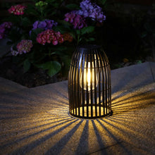 Load image into Gallery viewer, 9.75"H Black Metal Woven Solar Powered Outdoor Hanging Lantern
