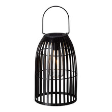 Load image into Gallery viewer, 9.75"H Black Metal Woven Solar Powered Outdoor Hanging Lantern