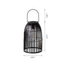 Load image into Gallery viewer, 9.75"H Black Metal Woven Solar Powered Outdoor Hanging Lantern