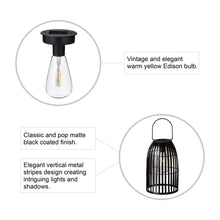 Load image into Gallery viewer, 9.75"H Black Metal Woven Solar Powered Outdoor Hanging Lantern