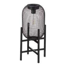 Load image into Gallery viewer, 14.25"H Black Metal Mesh Solar Powered Outdoor Lantern with Stand