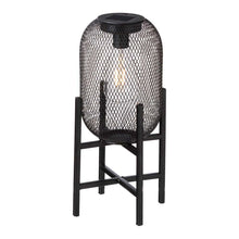 Load image into Gallery viewer, 14.25"H Black Metal Mesh Solar Powered Outdoor Lantern with Stand