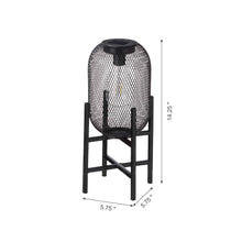 Load image into Gallery viewer, 14.25"H Black Metal Mesh Solar Powered Outdoor Lantern with Stand