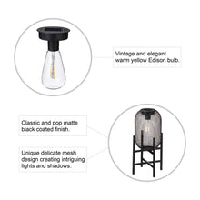 Load image into Gallery viewer, 14.25"H Black Metal Mesh Solar Powered Outdoor Lantern with Stand