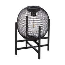 Load image into Gallery viewer, 11.5"H Black Metal Mesh Solar Powered Outdoor Lantern with Stand