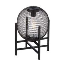 Load image into Gallery viewer, 11.5"H Black Metal Mesh Solar Powered Outdoor Lantern with Stand