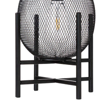 Load image into Gallery viewer, 11.5"H Black Metal Mesh Solar Powered Outdoor Lantern with Stand