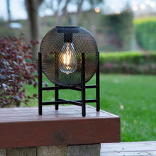 Load image into Gallery viewer, 11.5"H Black Metal Mesh Solar Powered Outdoor Lantern with Stand