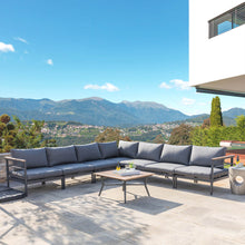 Load image into Gallery viewer, 8-Piece Outdoor Patio Black Aluminum Sectional Conversation Sofa Set with Cushions