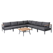 Load image into Gallery viewer, 8-Piece Outdoor Patio Black Aluminum Sectional Conversation Sofa Set with Cushions
