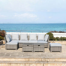 Load image into Gallery viewer, 8-Piece Outdoor Patio Wicker Sectional Conversation Sofa Set with Cushions