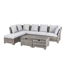 Load image into Gallery viewer, 8-Piece Outdoor Patio Wicker Sectional Conversation Sofa Set with Cushions