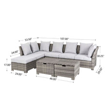 Load image into Gallery viewer, 8-Piece Outdoor Patio Wicker Sectional Conversation Sofa Set with Cushions