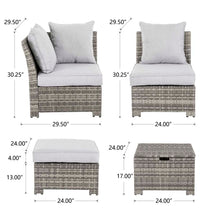 Load image into Gallery viewer, 8-Piece Outdoor Patio Wicker Sectional Conversation Sofa Set with Cushions